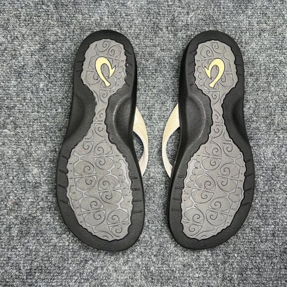 OluKai Ohana Sandals Women's 8 Cream Toe Post Athletic Outdoor Beach Flip Flops - Picture 8 of 10